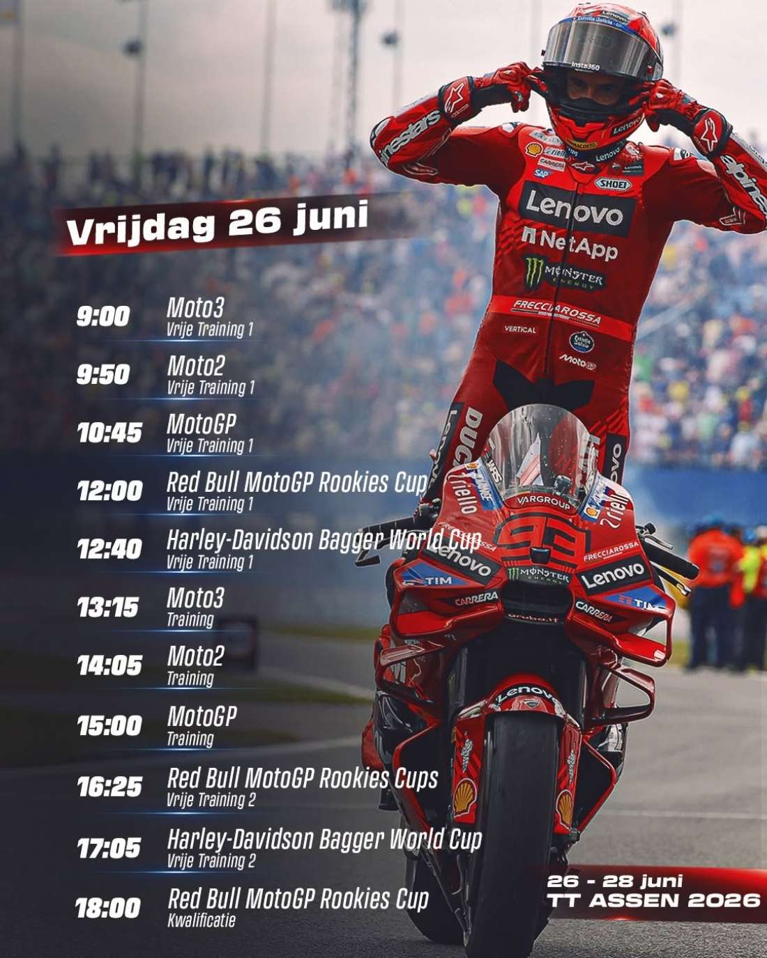 TT tijdschema vrijdag