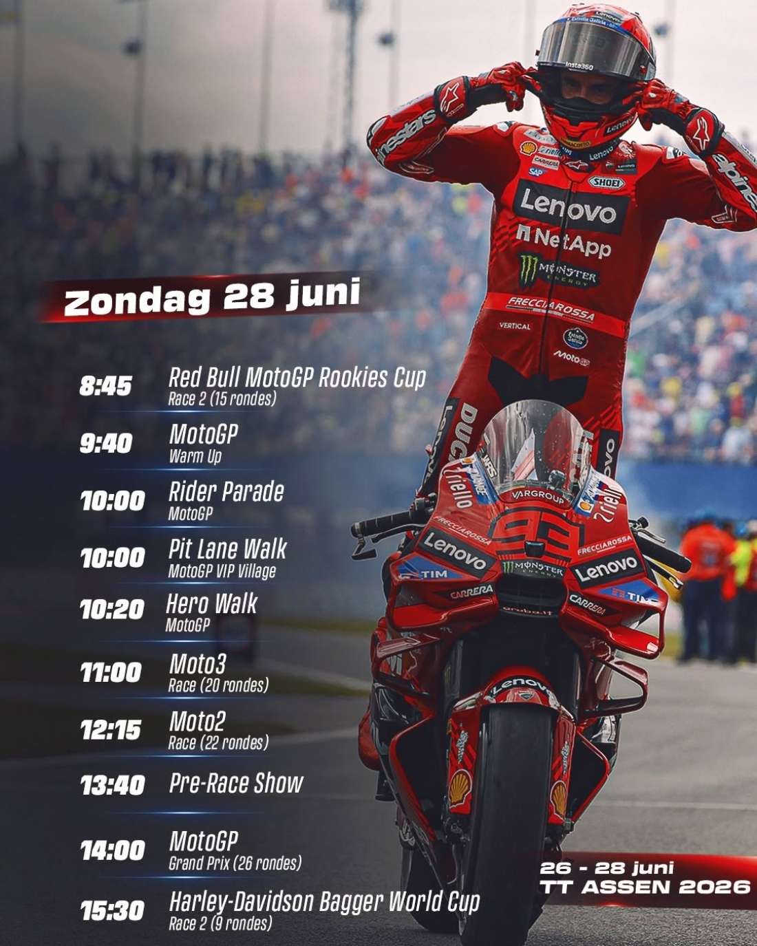 TT tijdschema zondag